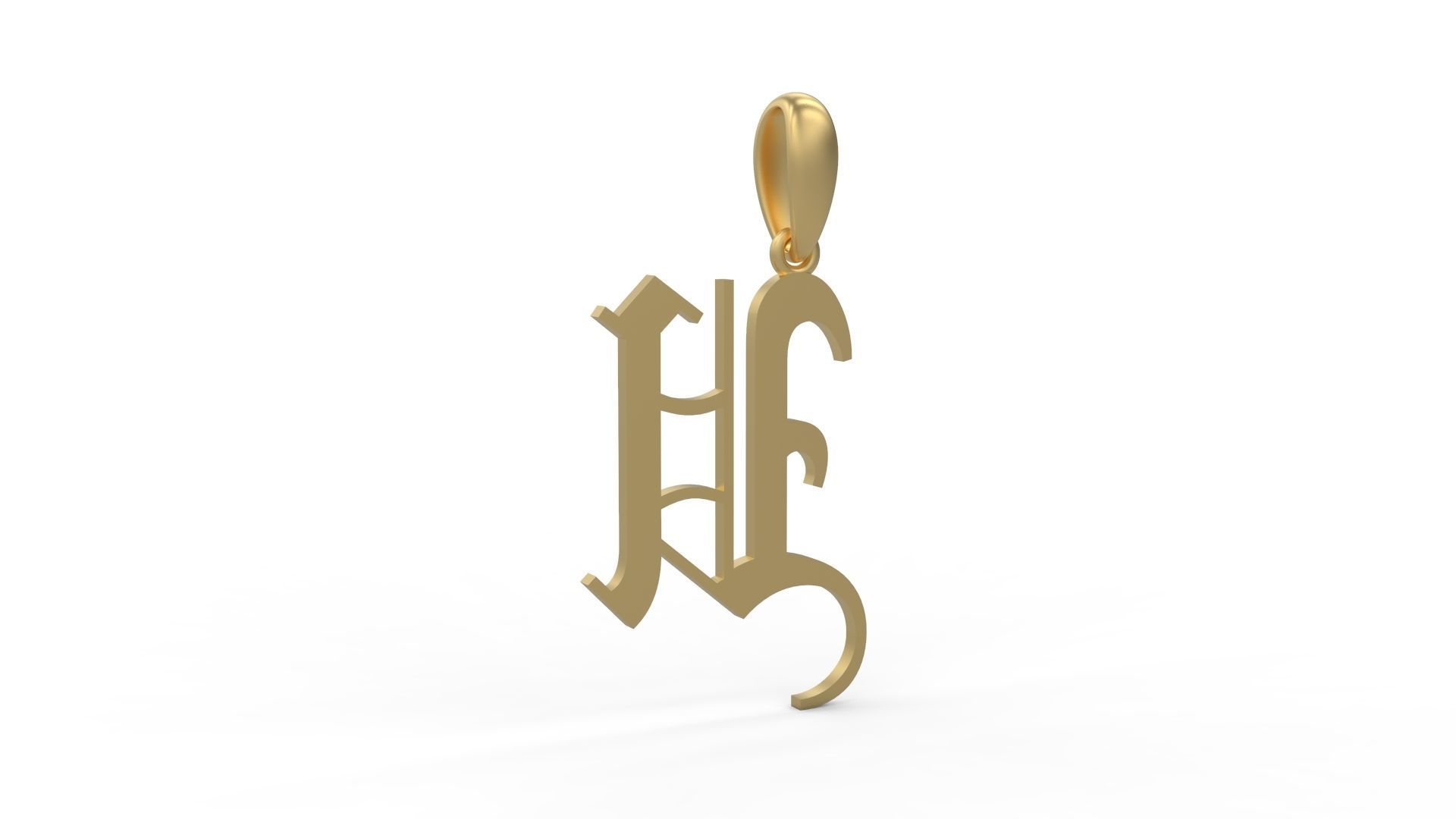 Initial Letters Pendant Olde English U 3D print model_3