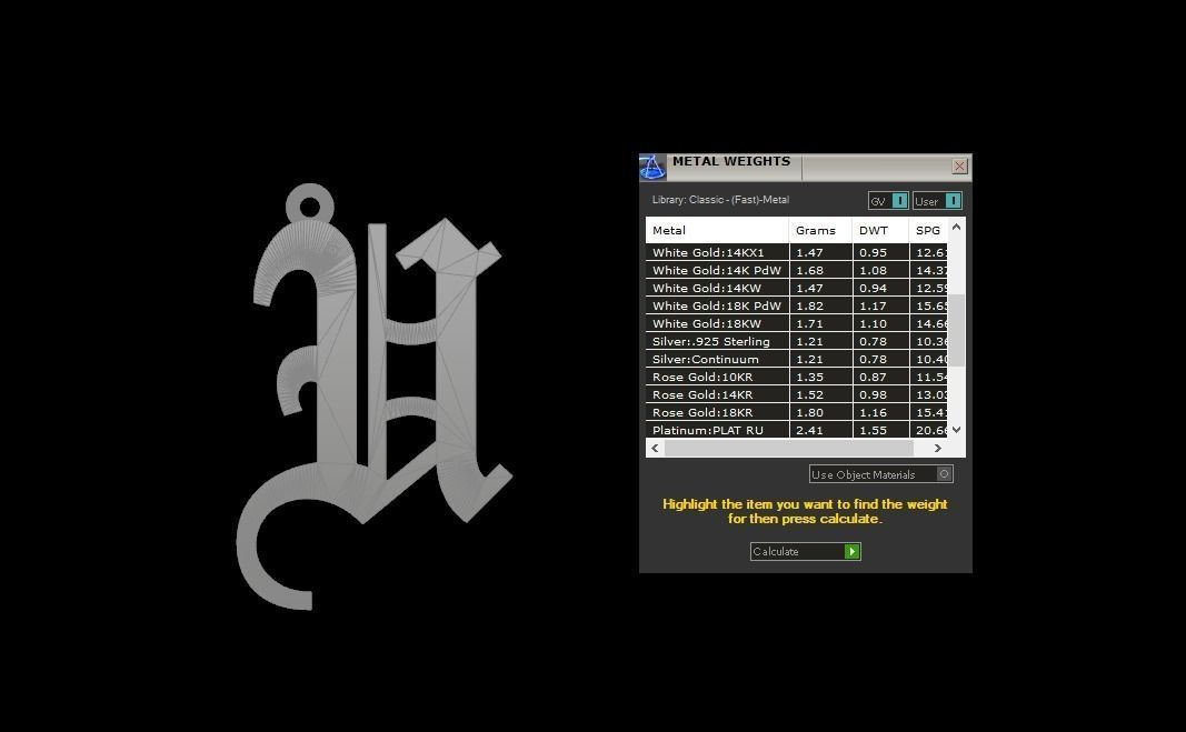 Initial Letters Pendant Olde English U 3D print model_7