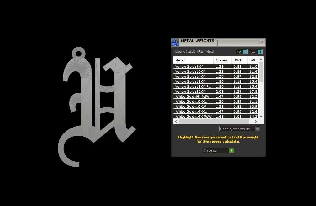 Initial Letters Pendant Olde English U 3D print model_6