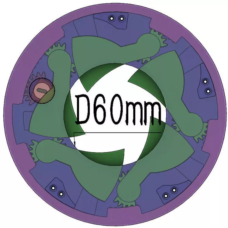 3DP5BLROD60A Mechanical Iris shutter aperture mechanism diy 3D print model_0