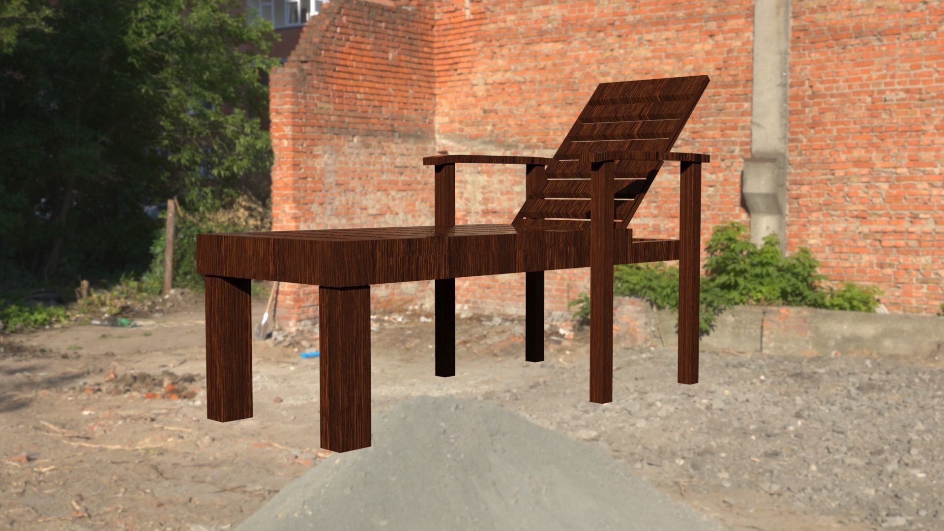 Beach Chair Low-poly 3D model_2