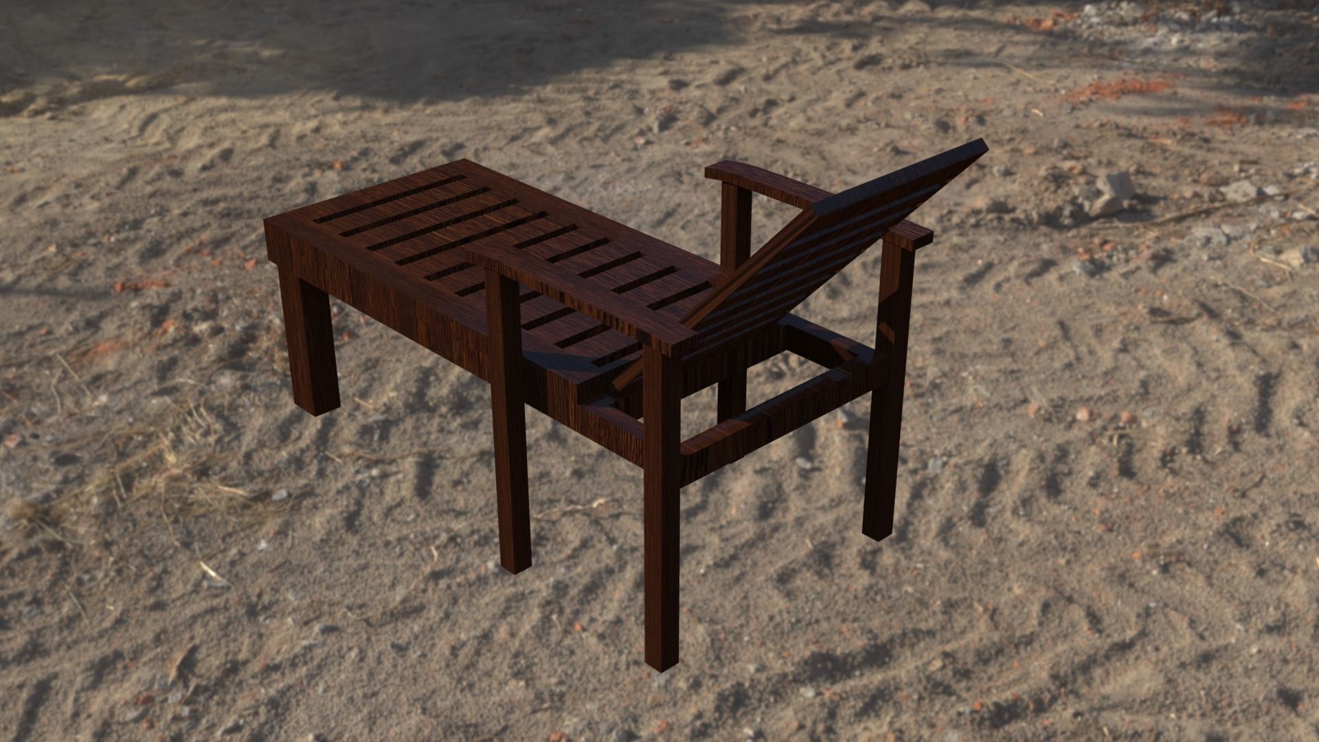 Beach Chair Low-poly 3D model_3