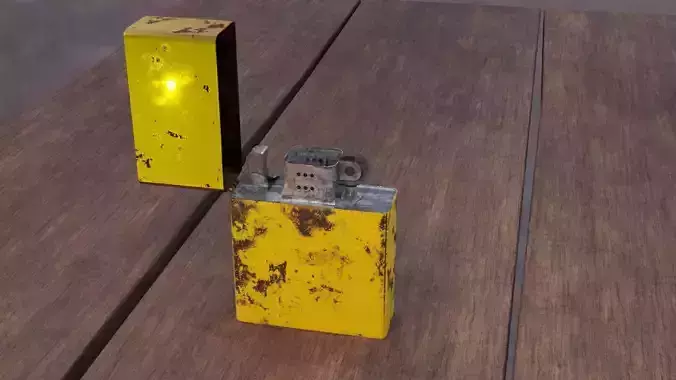 Lighter on wooden table 3D model
