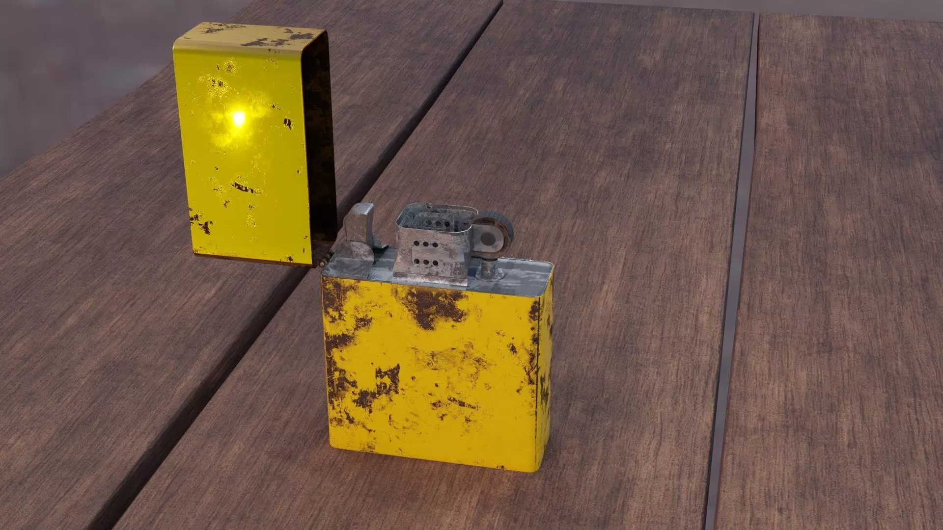 Lighter on wooden table 3D model