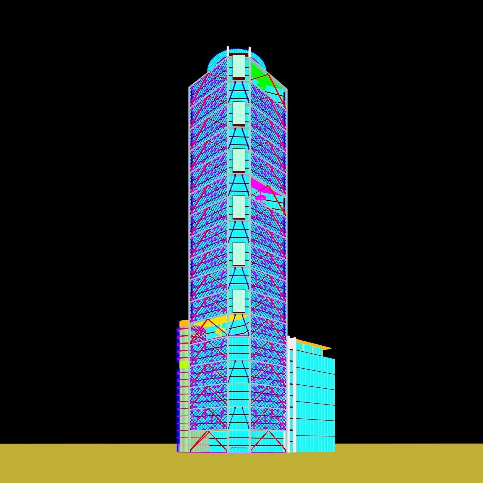 BBVA Bancomer Tower 3D model_13