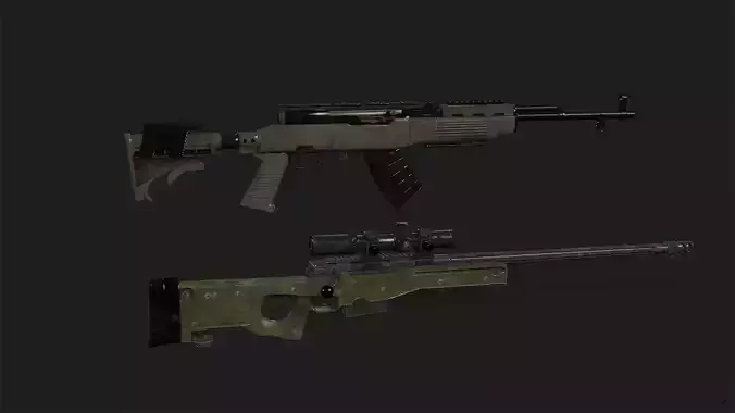 Awm and sks 3d modle Low-poly 3D model