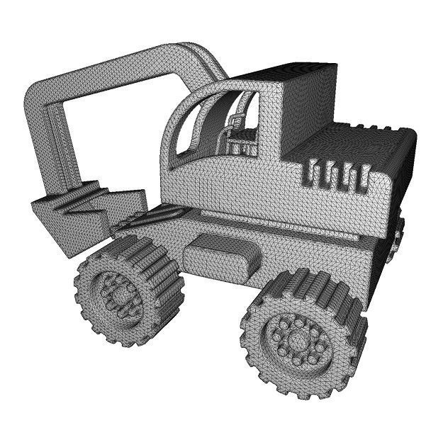 Wooden Bulldozer Toy 3D model_5