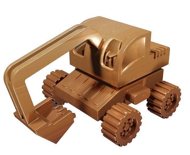 Wooden Bulldozer Toy 3D model_2