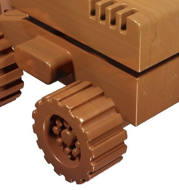 Wooden Bulldozer Toy 3D model_3