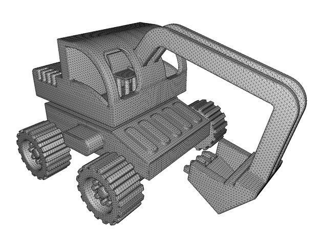 Wooden Bulldozer Toy 3D model_4