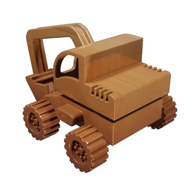 Wooden Bulldozer Toy 3D model_1