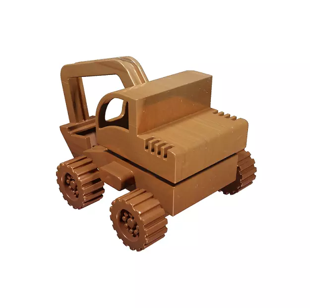 Wooden Bulldozer Toy 3D model_0