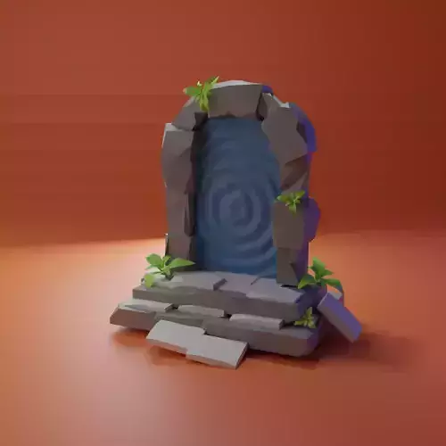 low poly Portal stone gate with hole in it