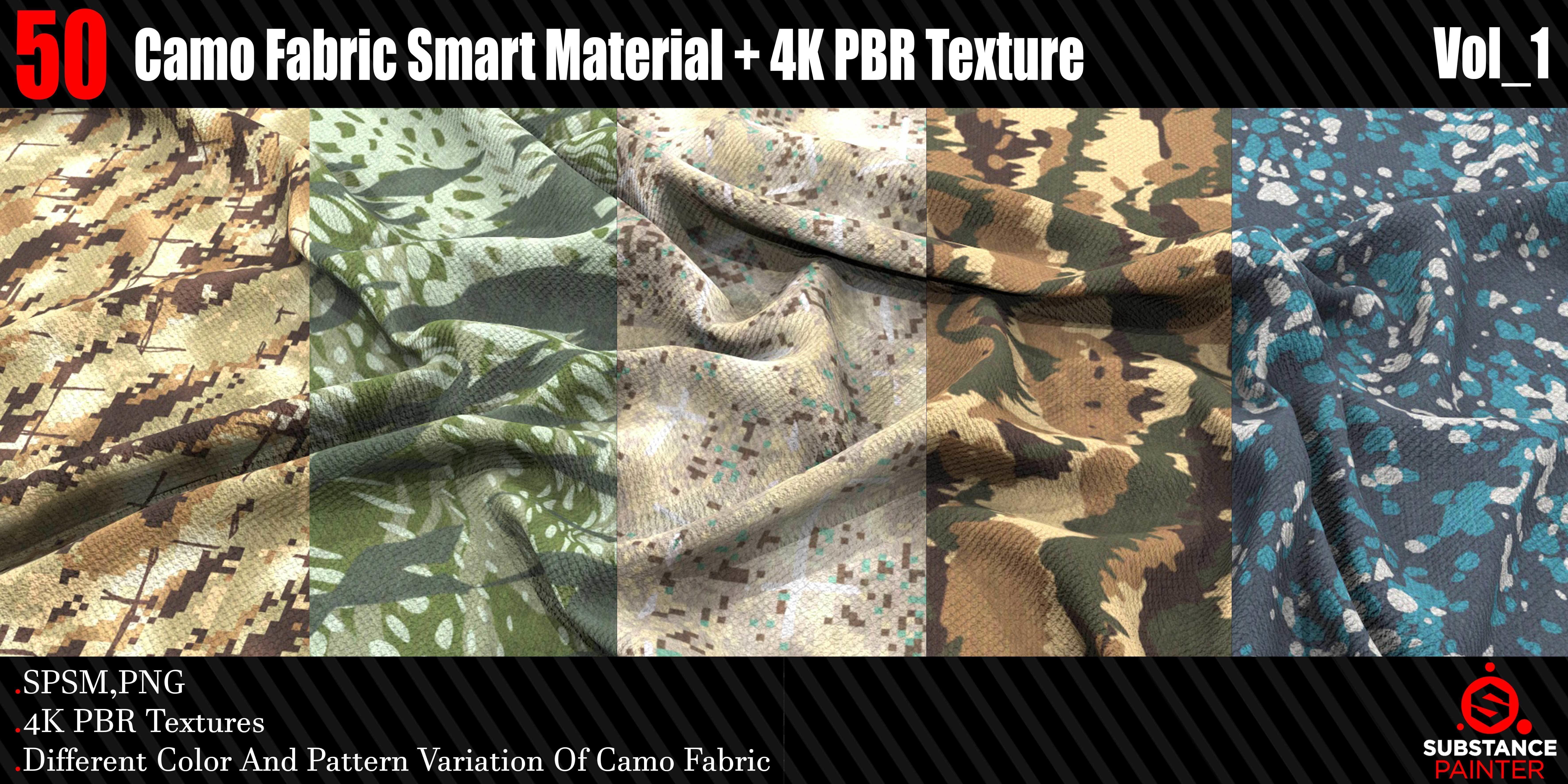 50 Camo Fabric Smart Material  4K PBR Texture Texture_3