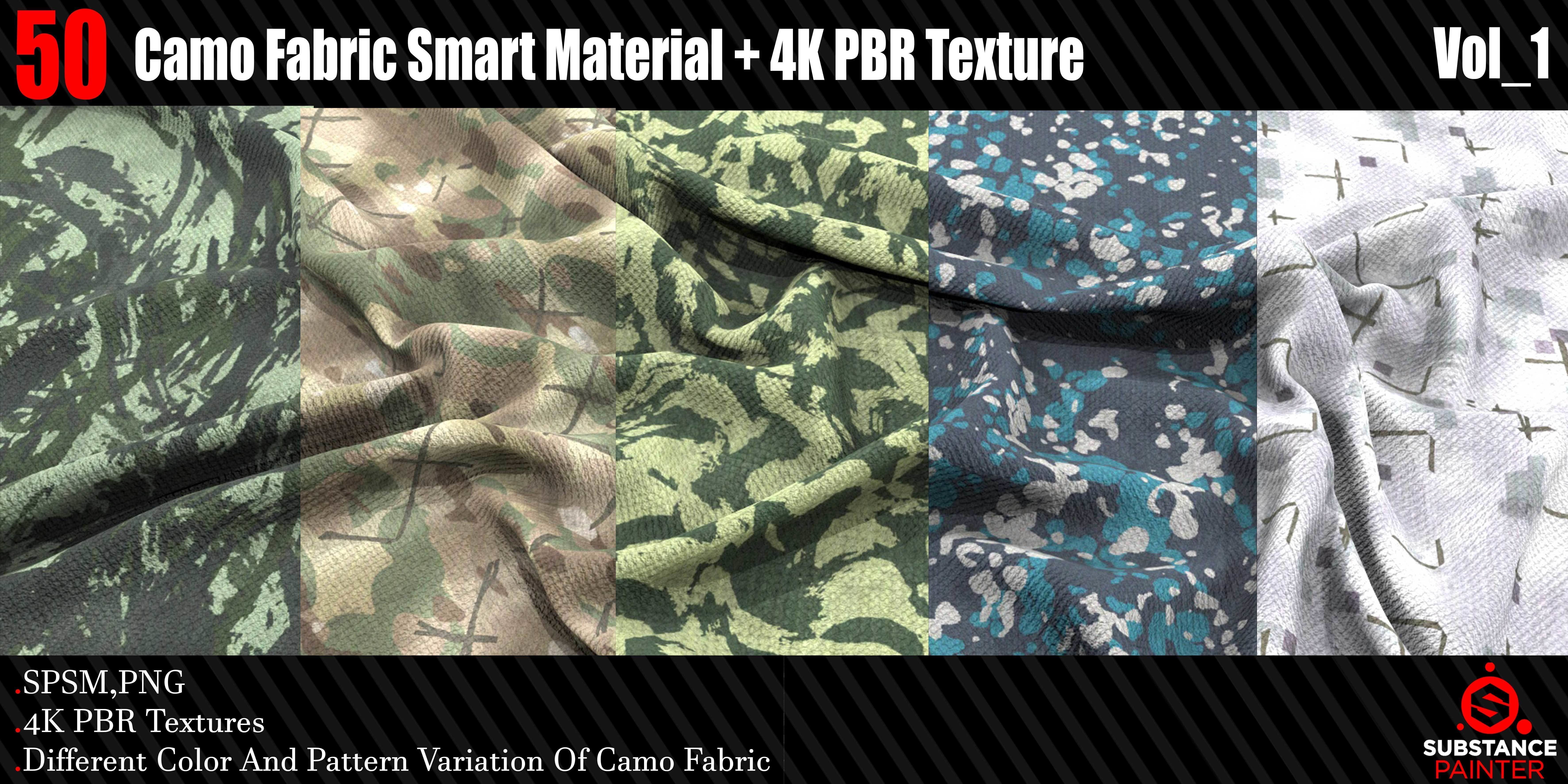 50 Camo Fabric Smart Material  4K PBR Texture Texture_2
