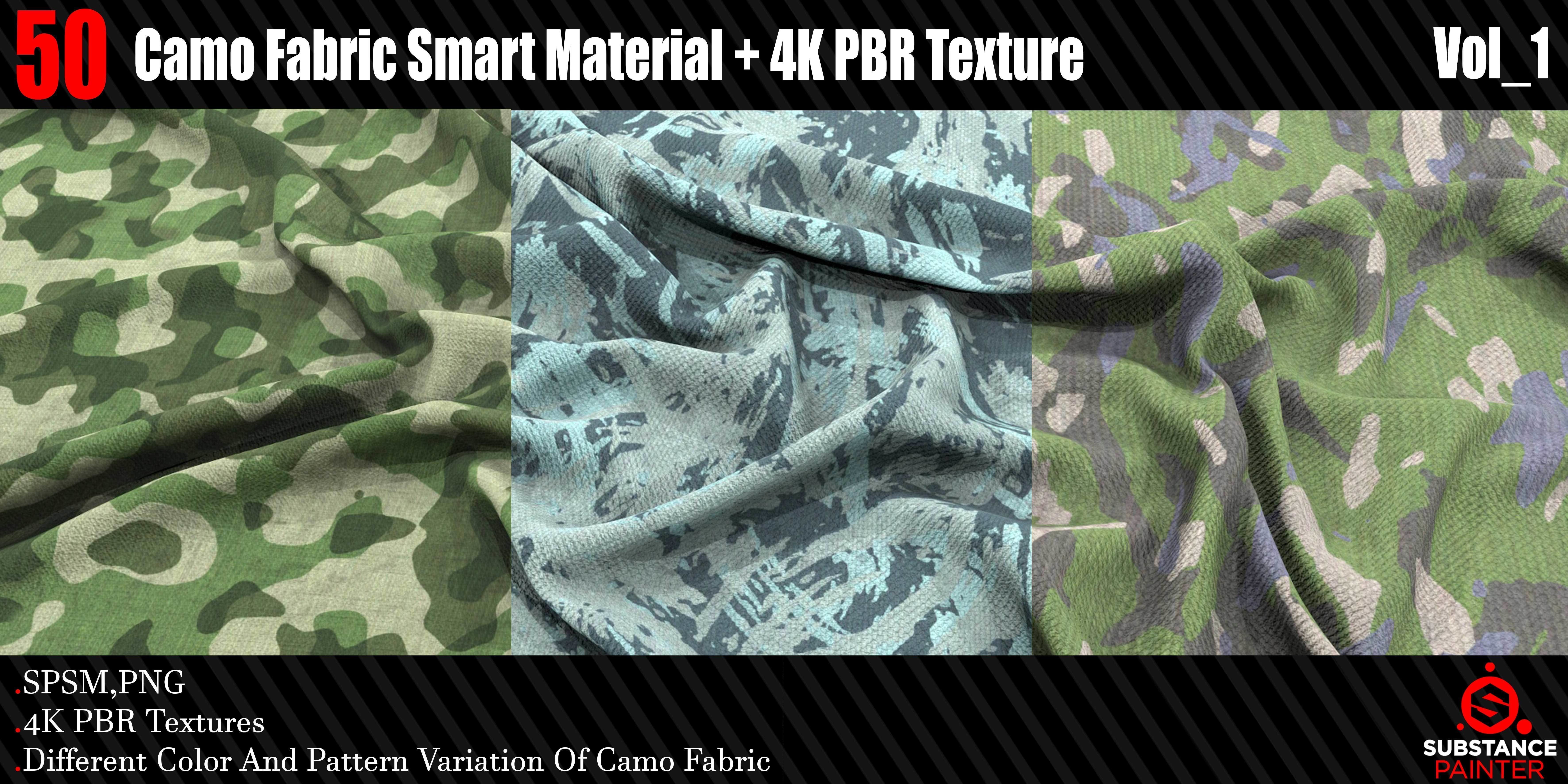 50 Camo Fabric Smart Material  4K PBR Texture Texture_1