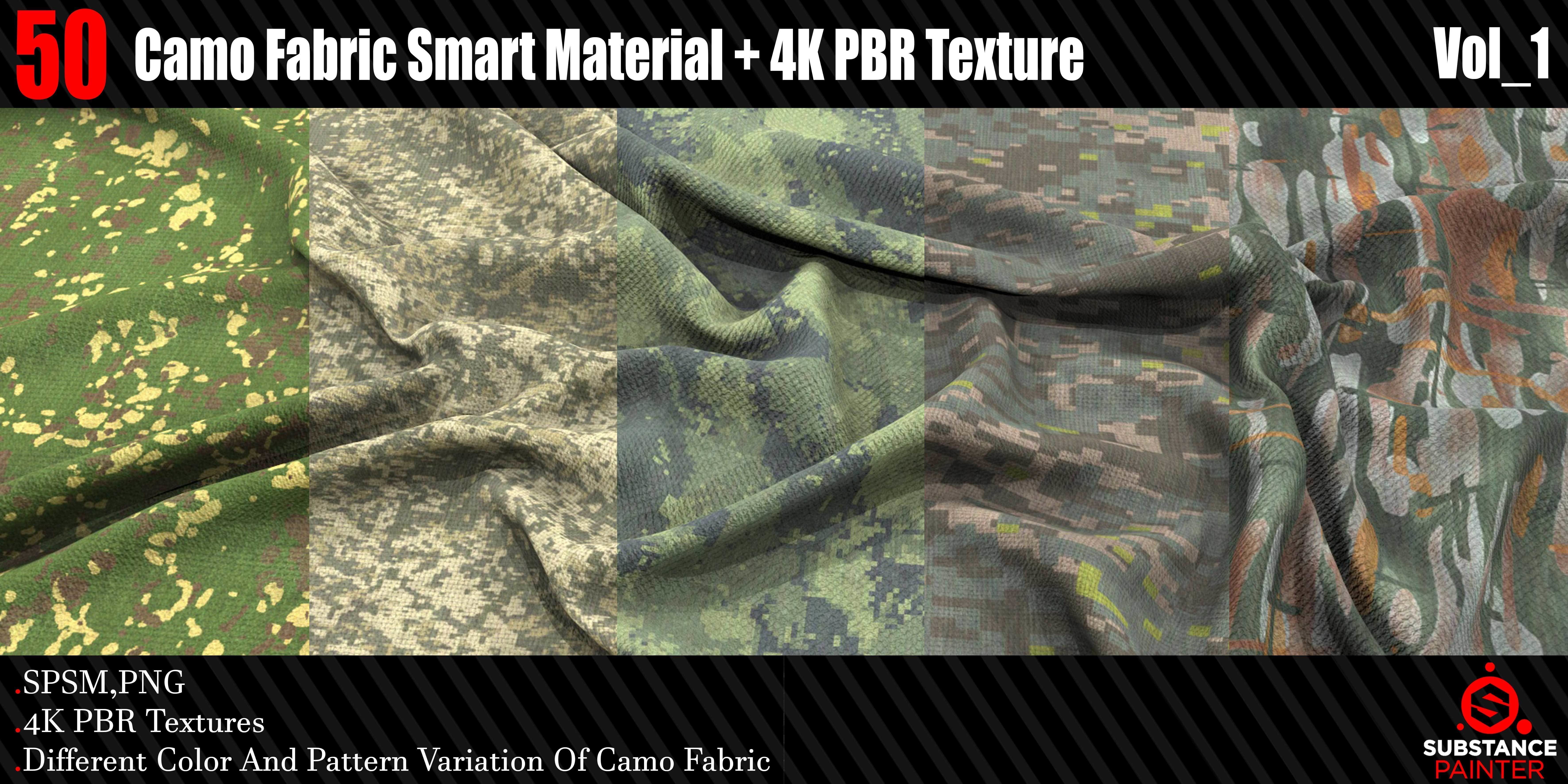 50 Camo Fabric Smart Material  4K PBR Texture Texture_5