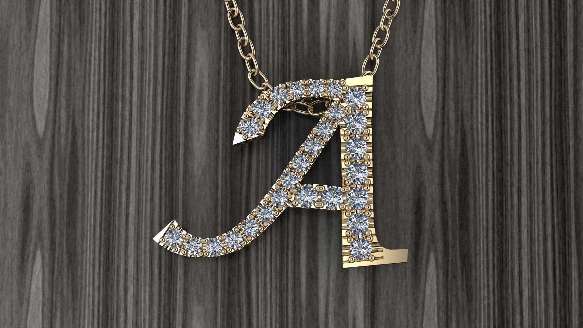 Jewelry Alphabet Pendant A 3D print model_5