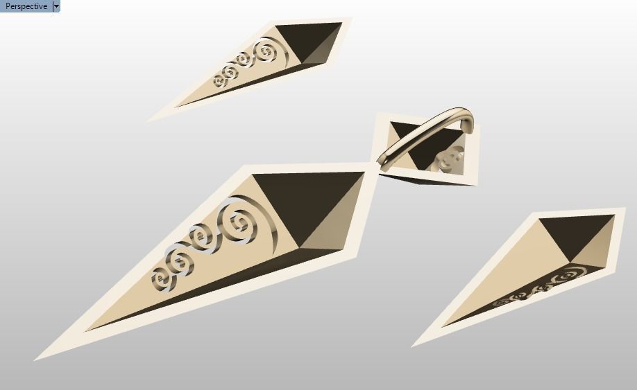 rhombic set gold plated triangular earrings 3D print model_15