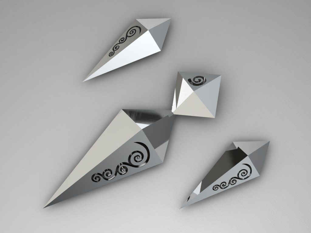 rhombic set gold plated triangular earrings 3D print model_8