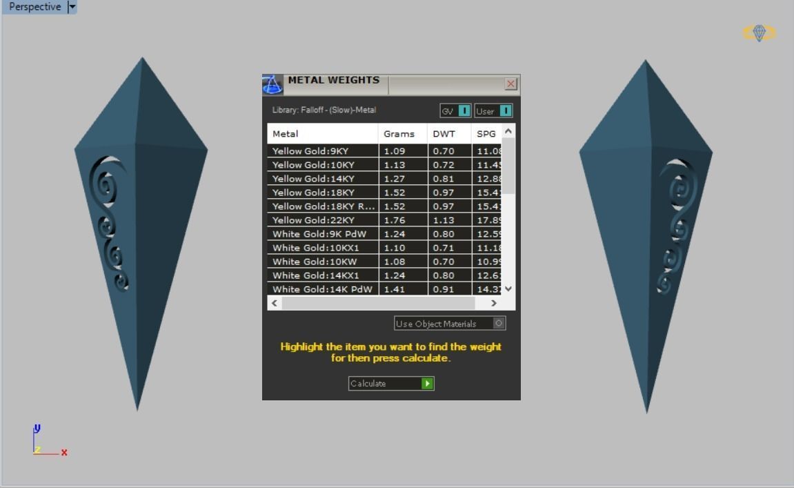 rhombic set gold plated triangular earrings 3D print model_10