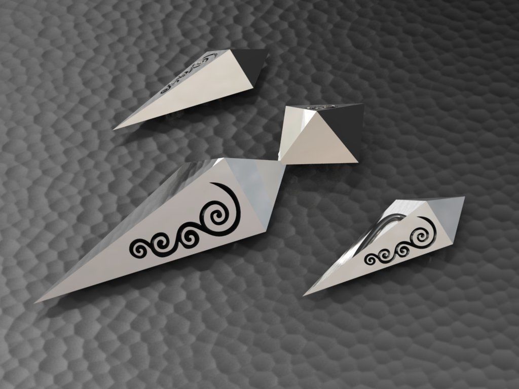 rhombic set gold plated triangular earrings 3D print model_6