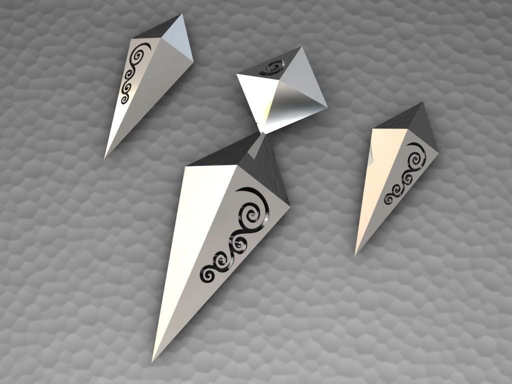 rhombic set gold plated triangular earrings 3D print model_5