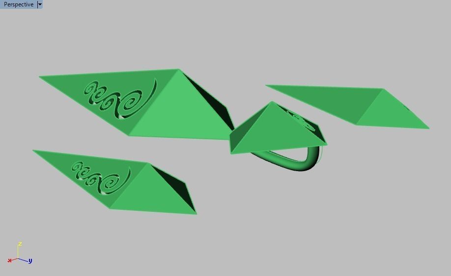 rhombic set gold plated triangular earrings 3D print model_20