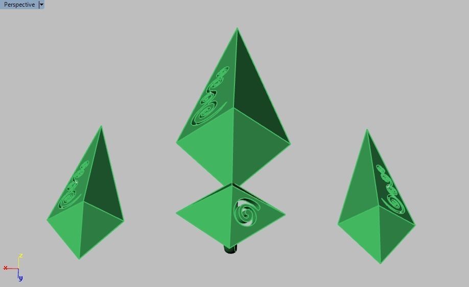 rhombic set gold plated triangular earrings 3D print model_21