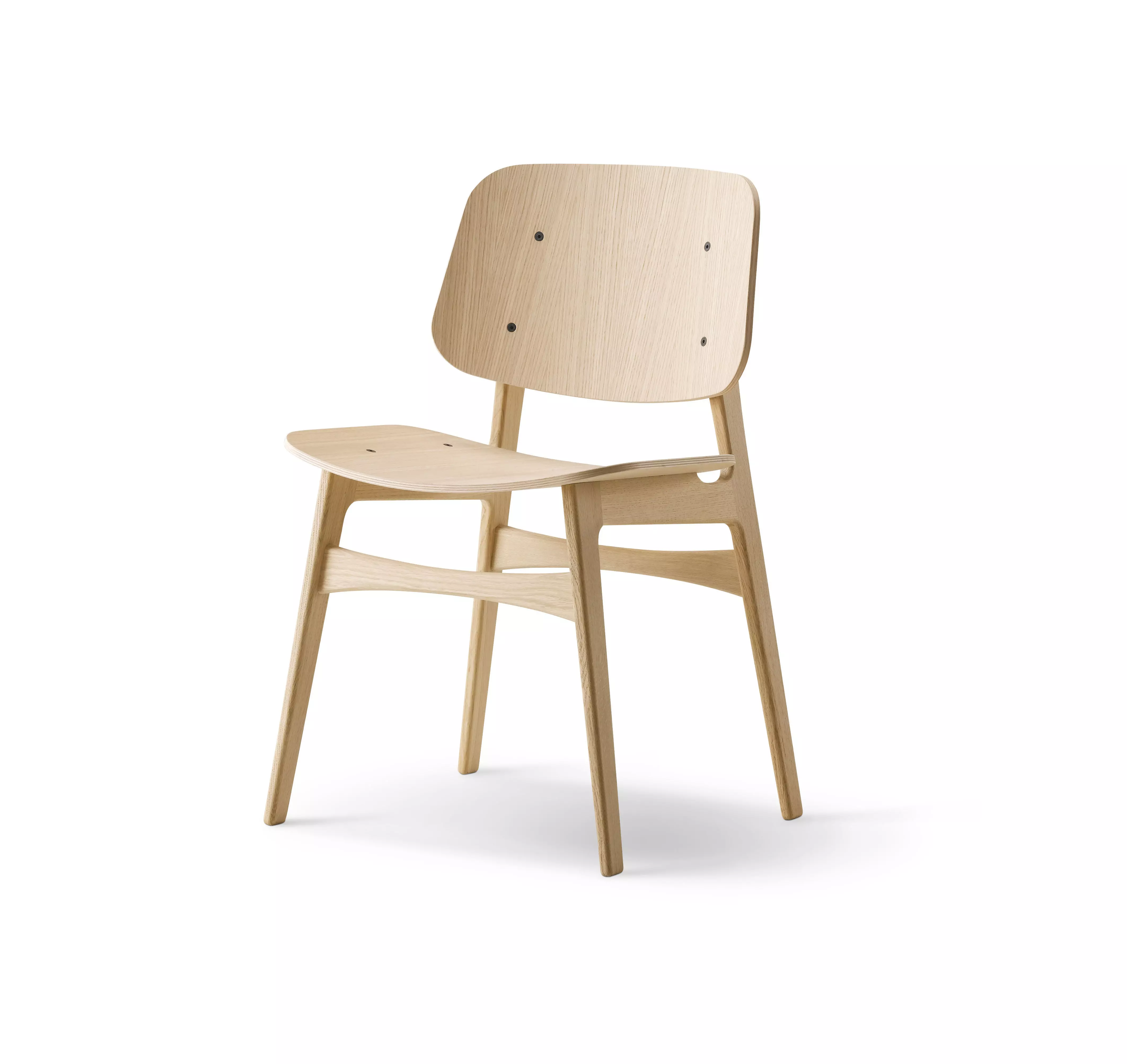3D Chair model dining with wooden seat and back Low-poly 3D model