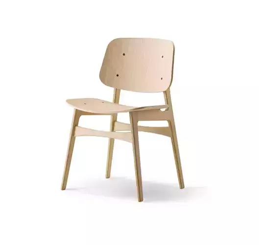 3D Chair model dining with wooden seat and back
