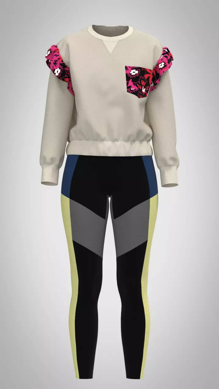 Ladies frill sweatshirt and legging Low-poly 3D model