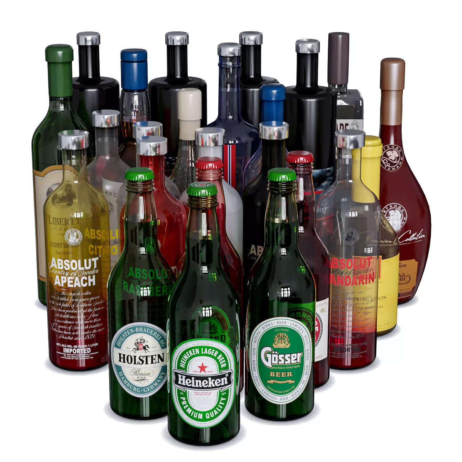 Drink Set 1 liquor bottles 3D model_0