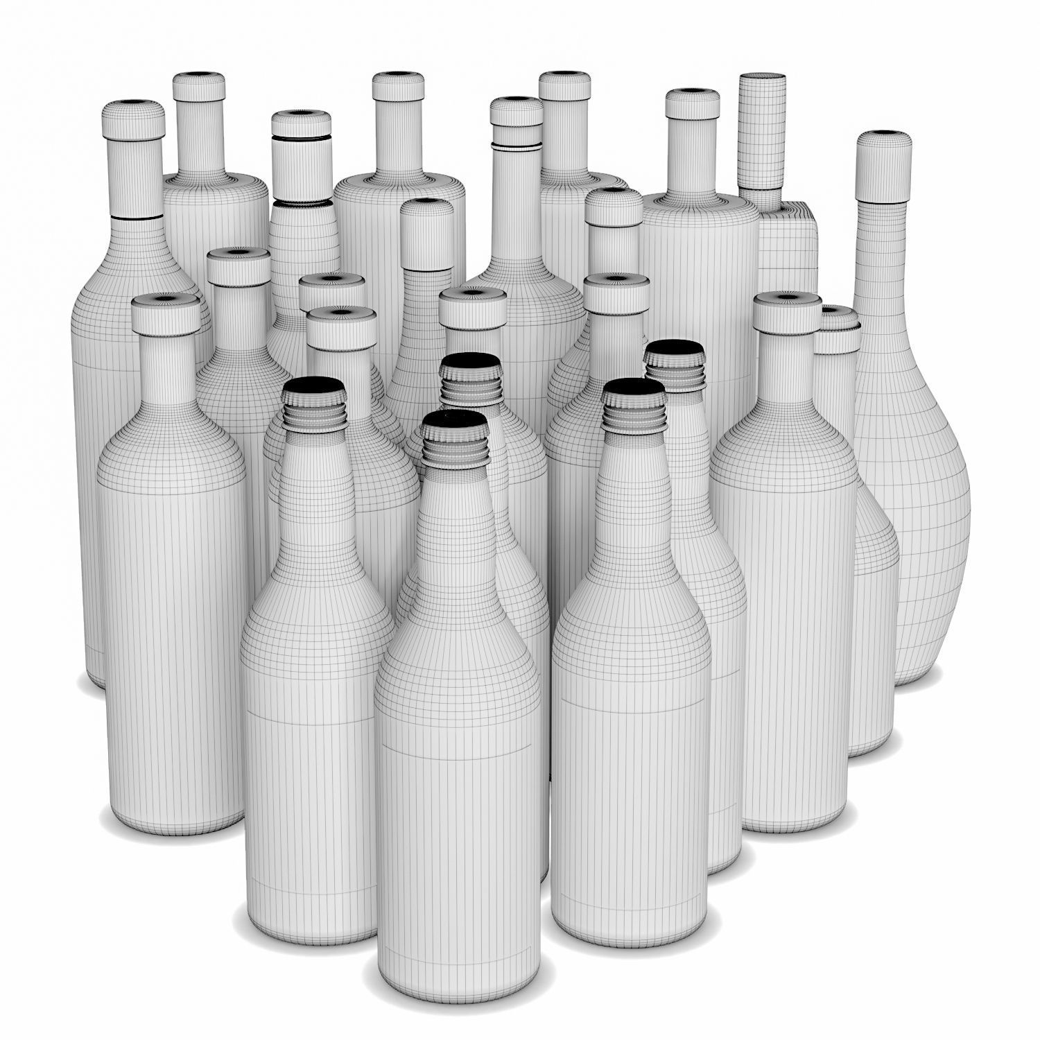 Drink Set 1 liquor bottles 3D model_2