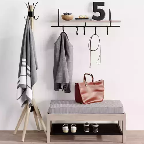 Hallway Floor Hanger Shelf Bench Pottery Barn Bag 3D model