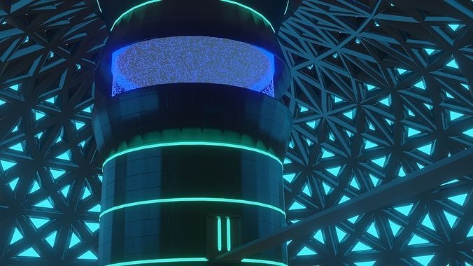 Cyberpunk location concept Low-poly 3D model