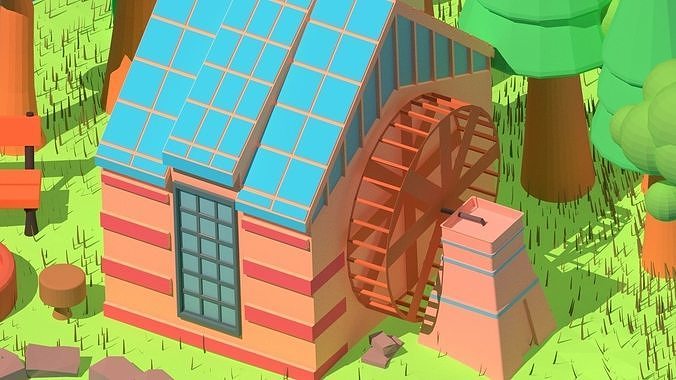 House Illustration Low-poly 3D model