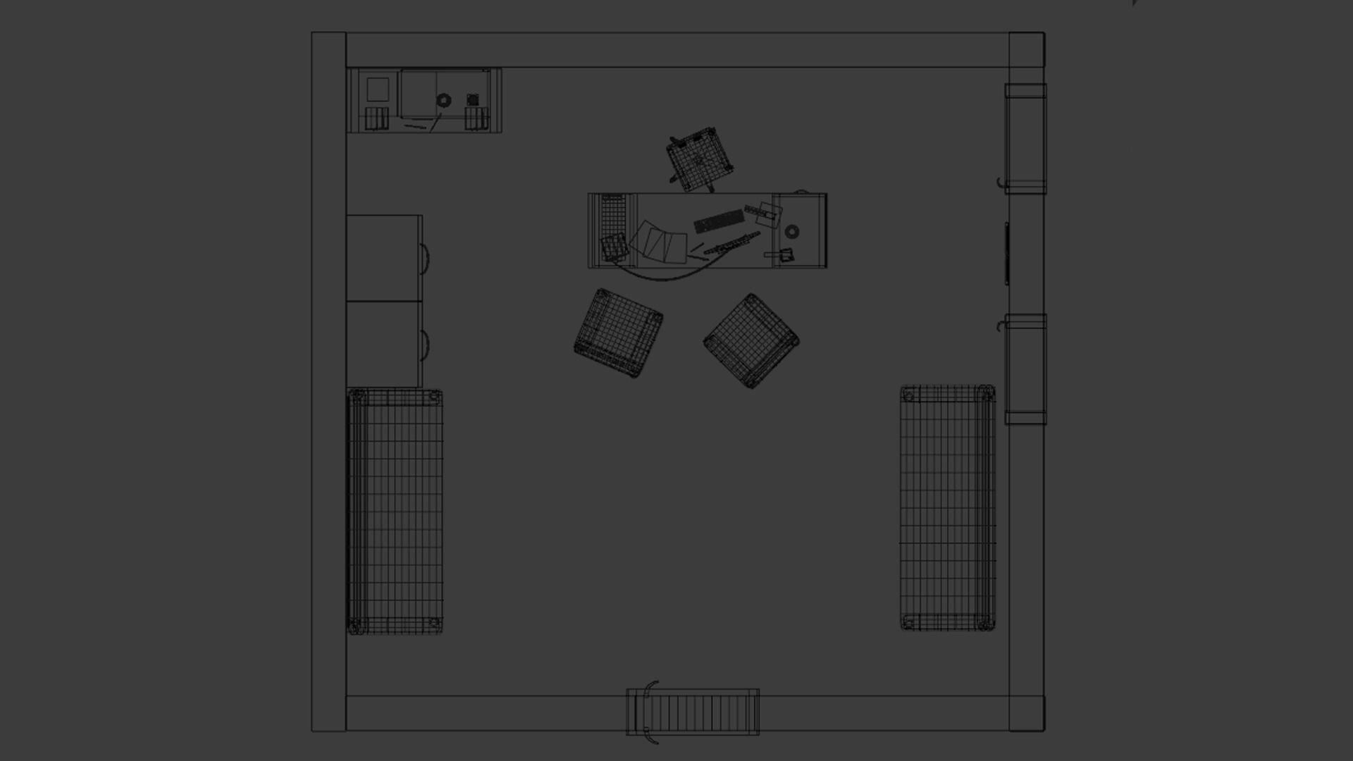 3d office model without ceiling Low-poly 3D model_2