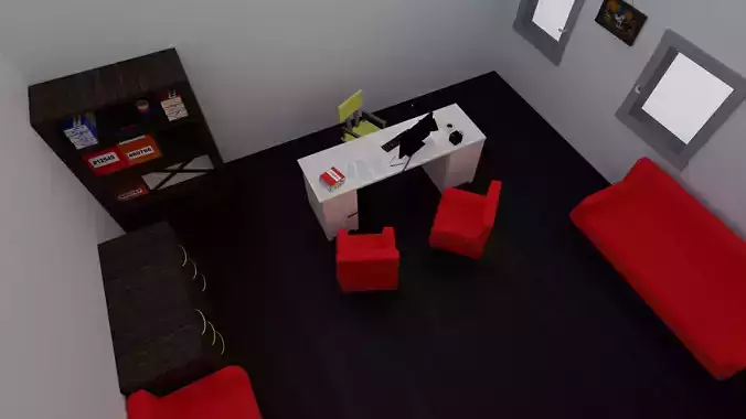 3d office model without ceiling Low-poly 3D model
