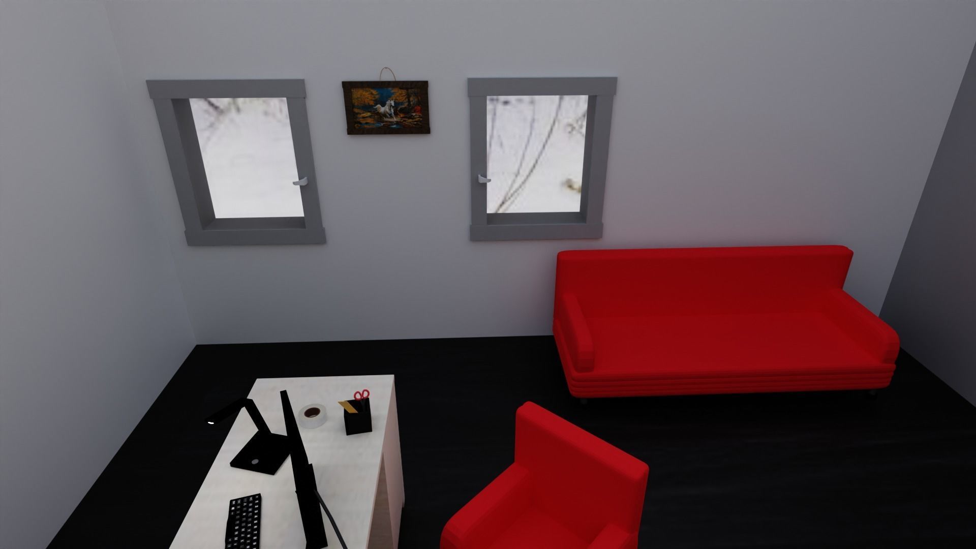 3d office model without ceiling Low-poly 3D model_7