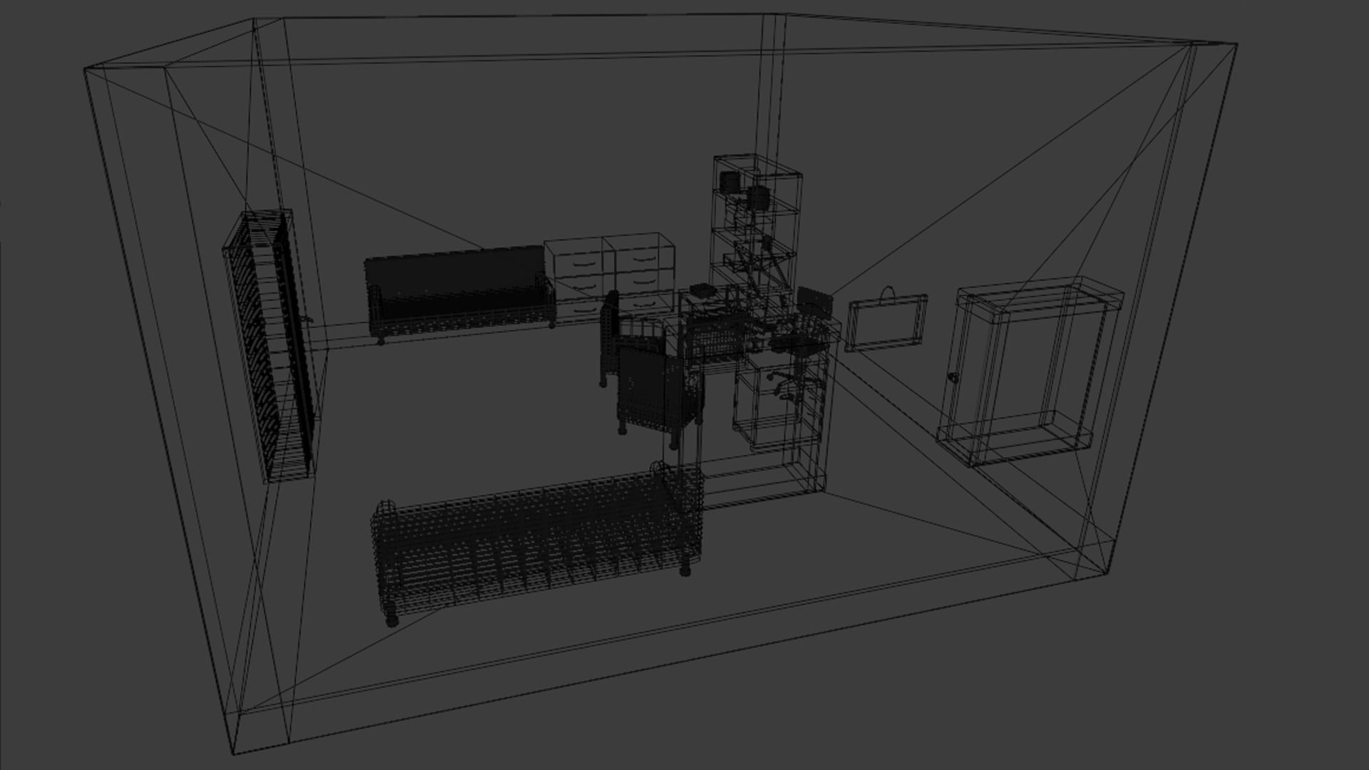 3d office model without ceiling Low-poly 3D model_3