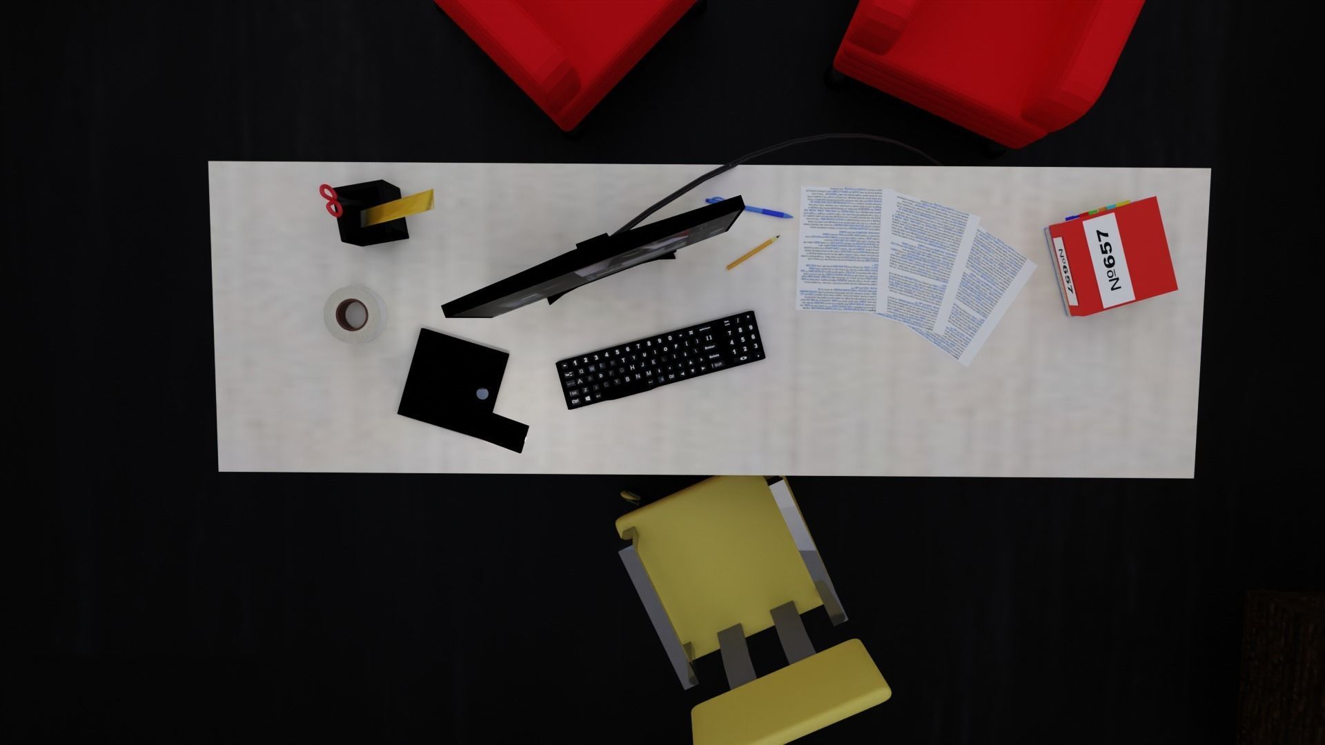 3d office model without ceiling Low-poly 3D model_5