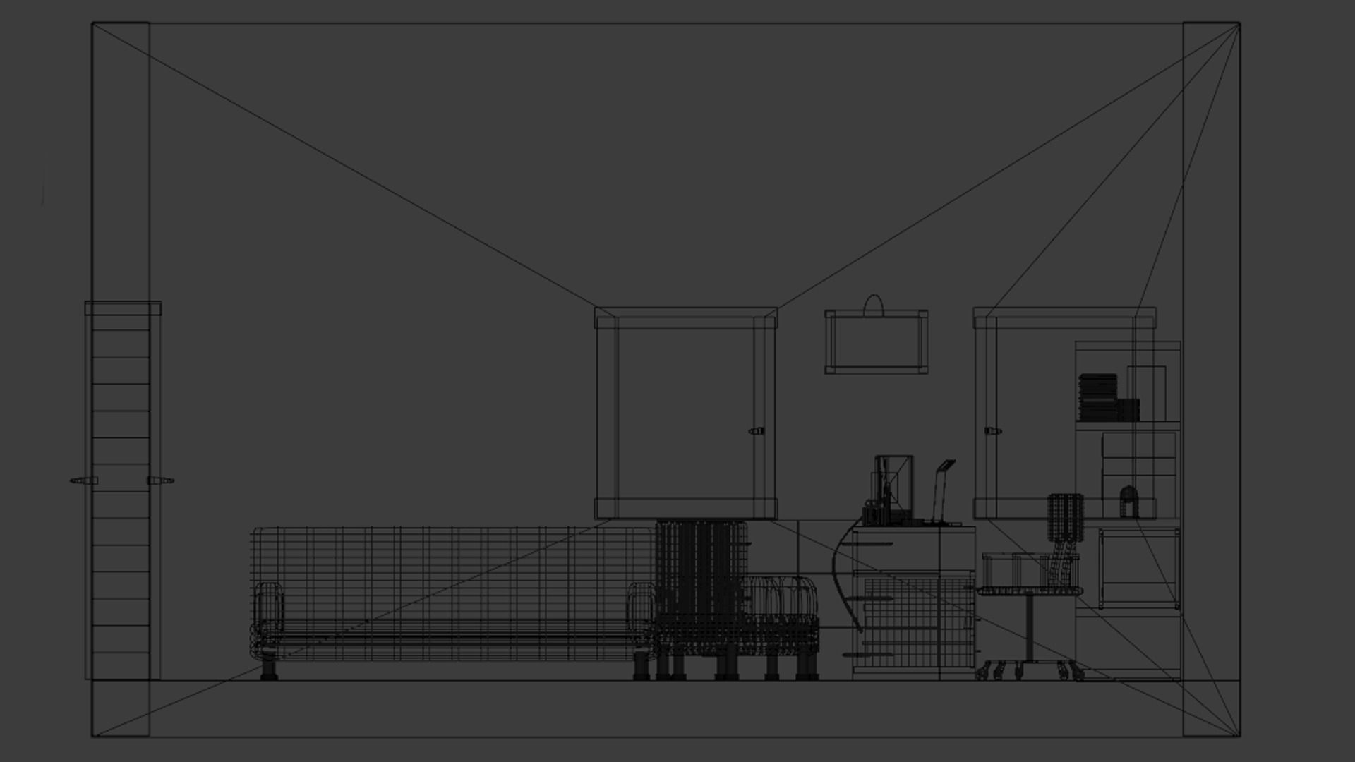 3d office model without ceiling Low-poly 3D model_1