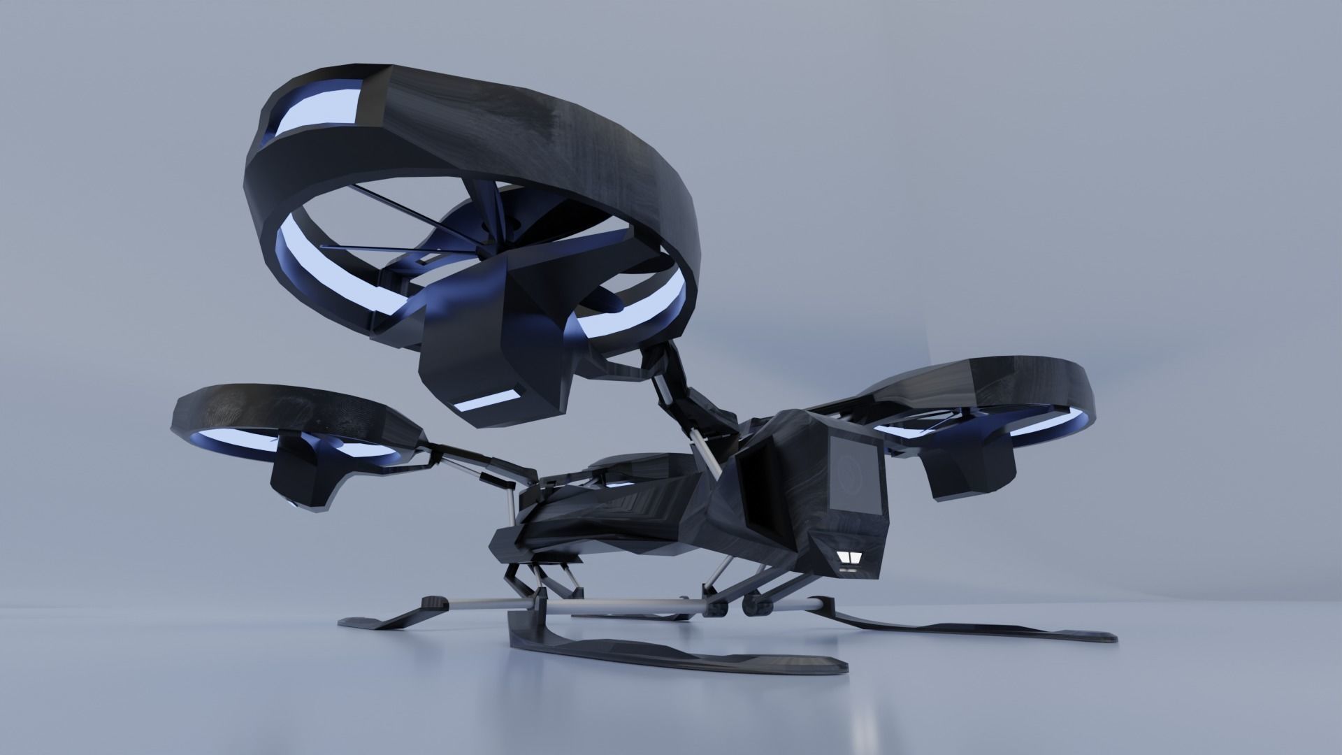 Drone Quadcopter Low-poly 3D model_2