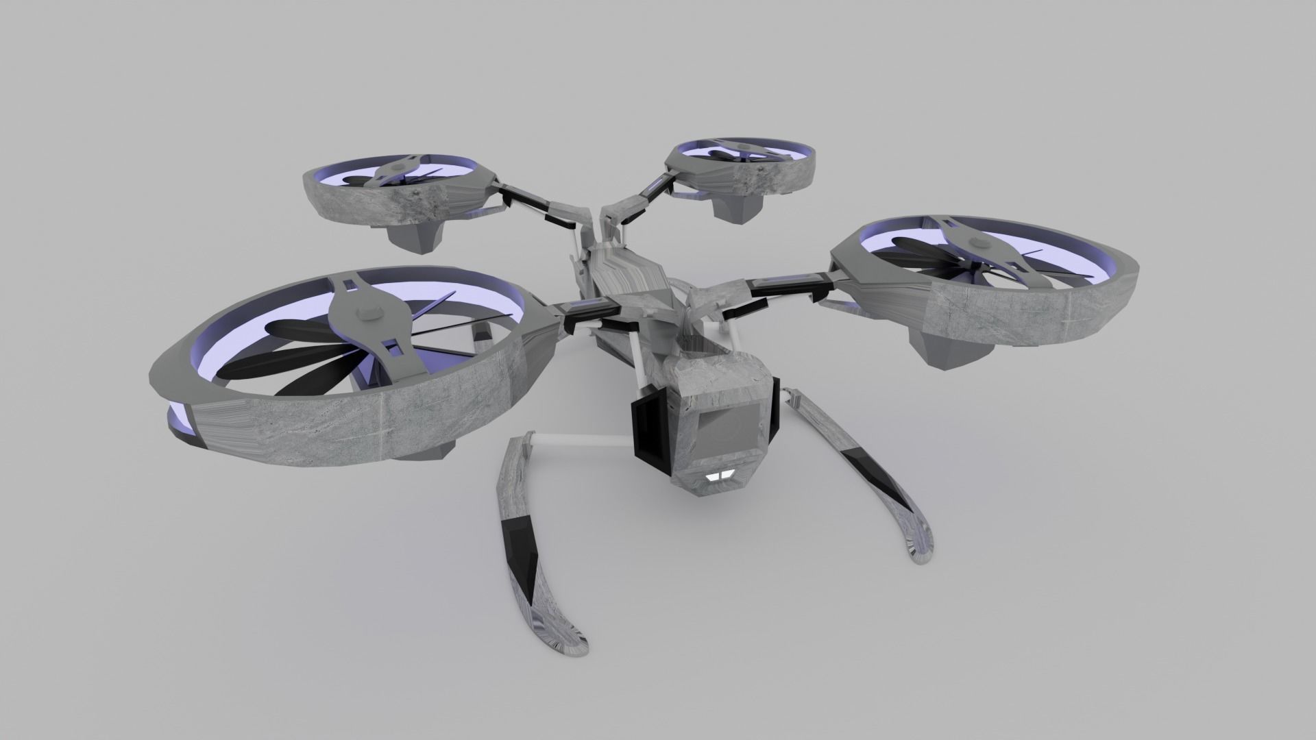 Drone Quadcopter Low-poly 3D model_9