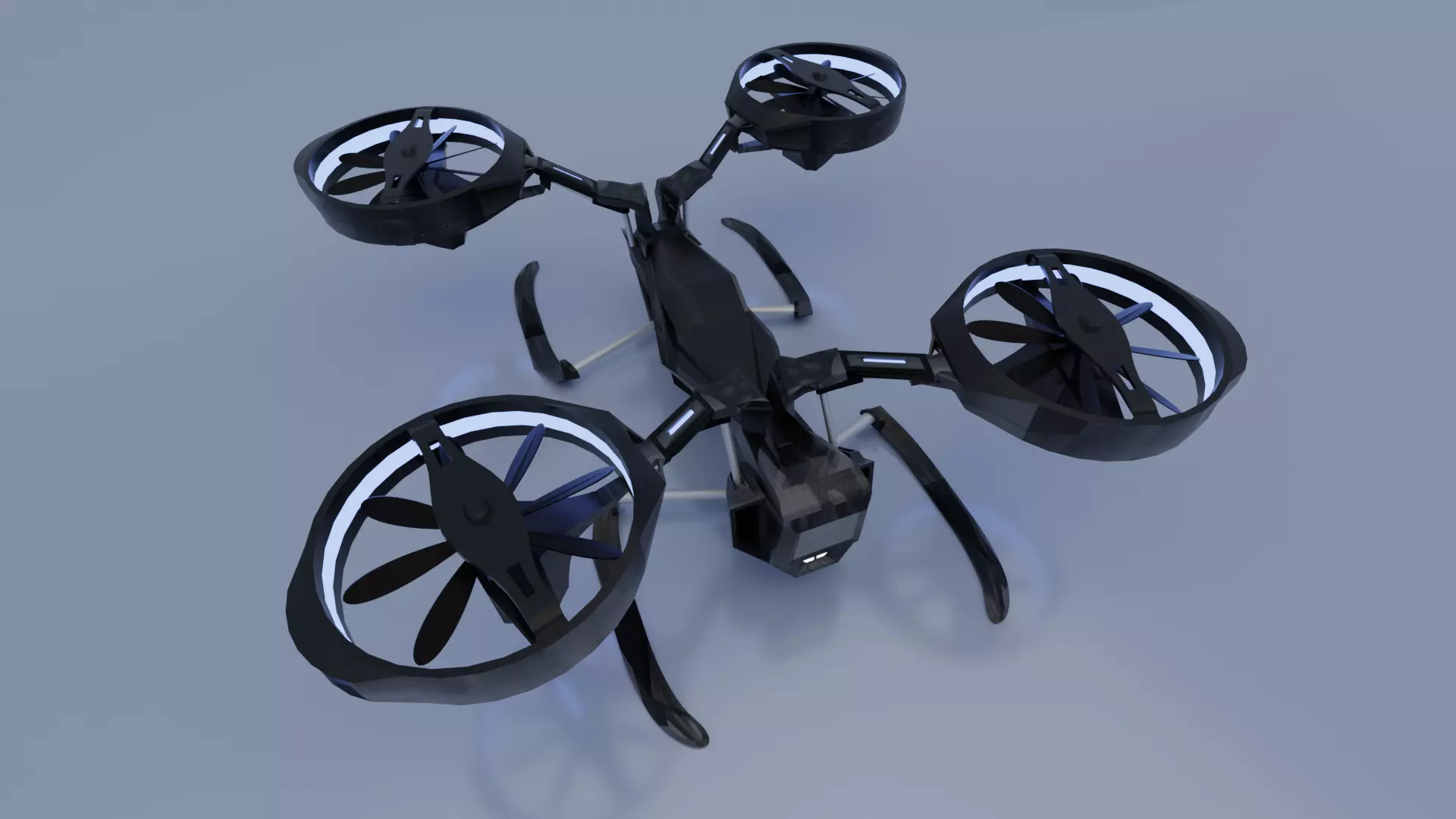 Drone Quadcopter Low-poly 3D model_0