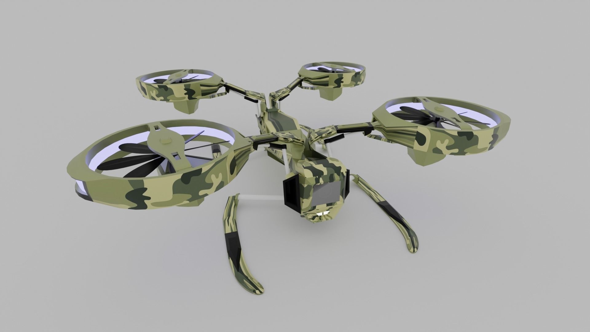 Drone Quadcopter Low-poly 3D model_11