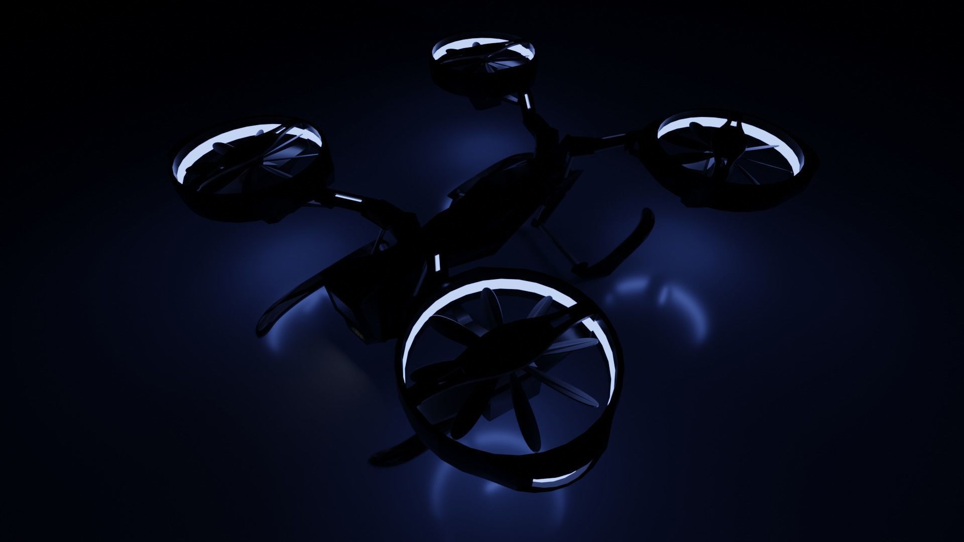 Drone Quadcopter Low-poly 3D model_13