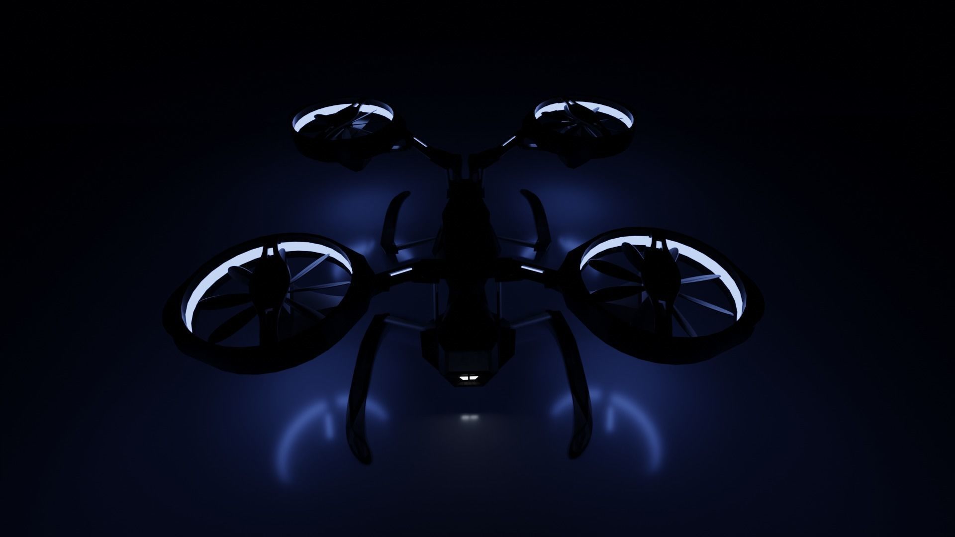 Drone Quadcopter Low-poly 3D model_12