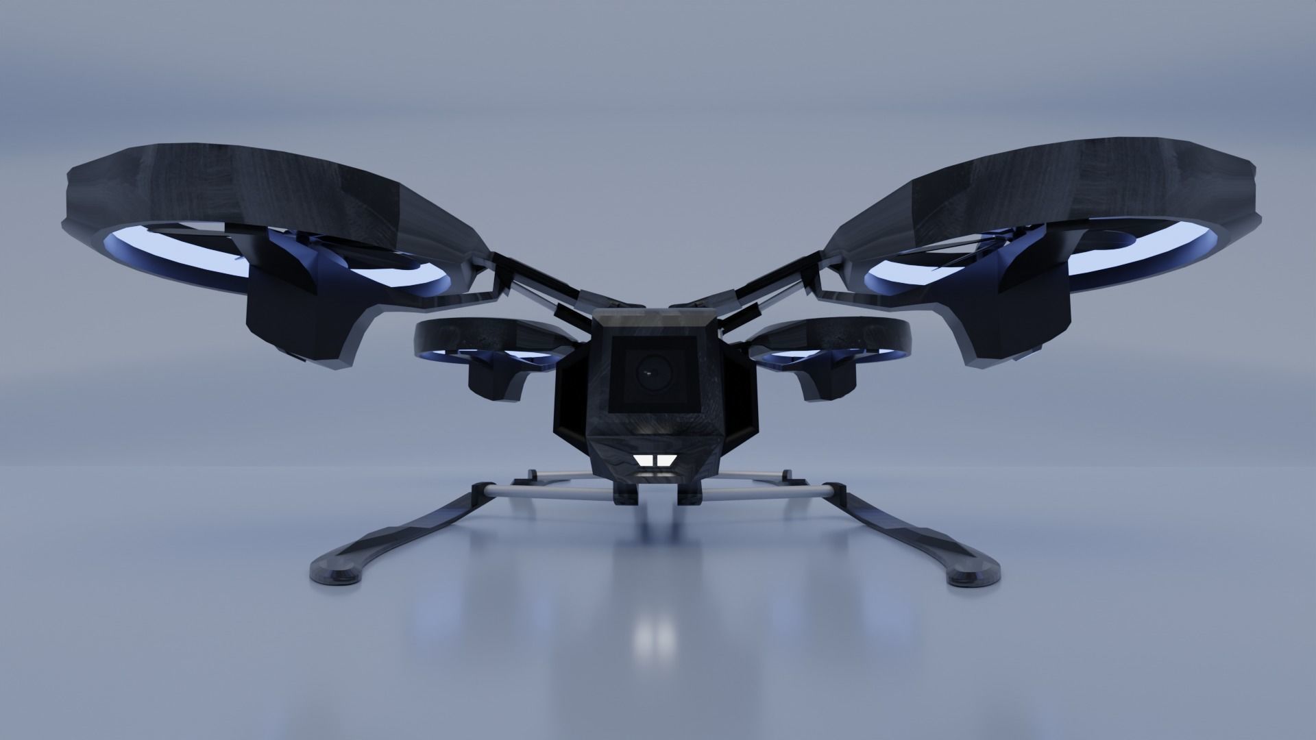 Drone Quadcopter Low-poly 3D model_8